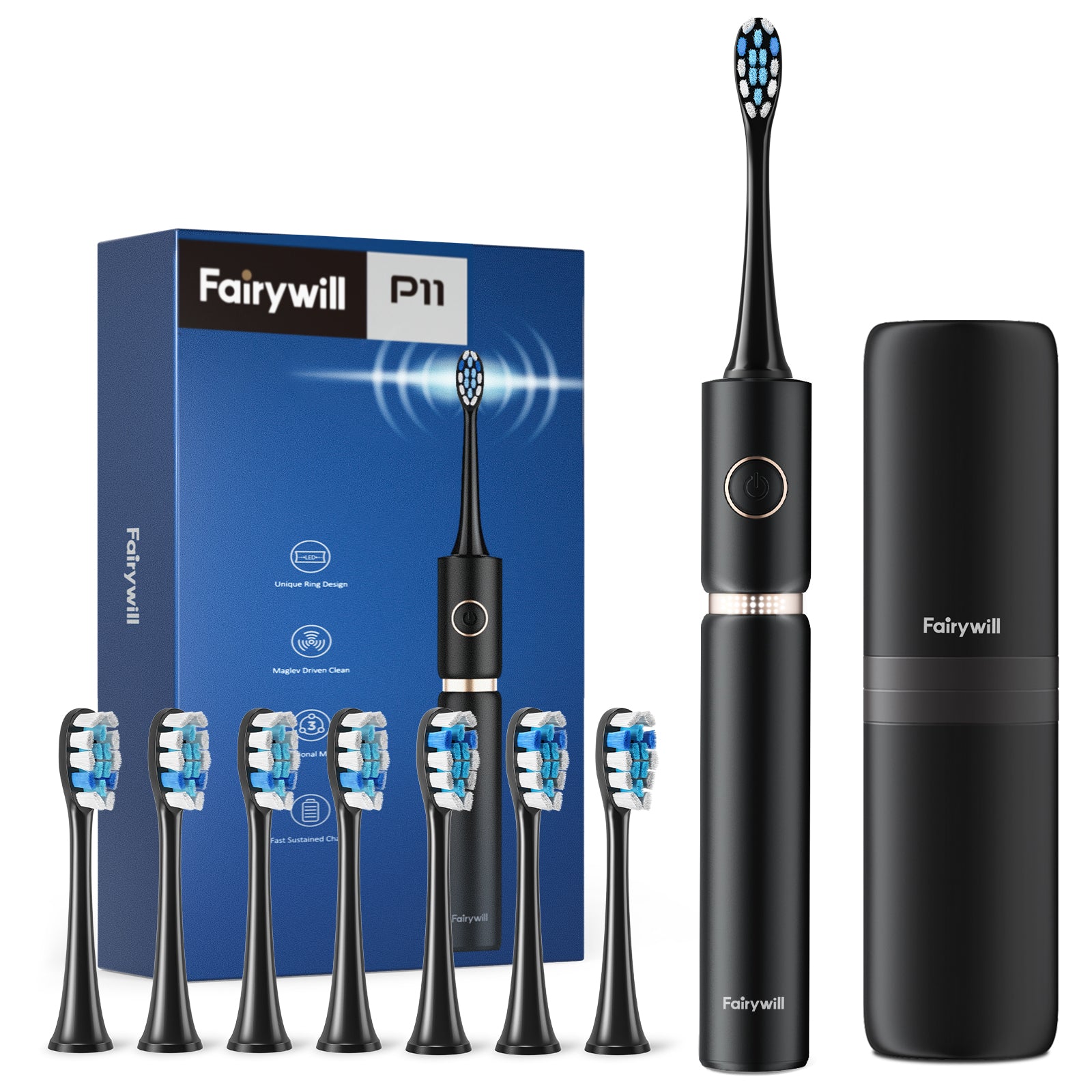 Fairywill Pro Series 11 Rechargeable Electric Toothbrush, with Travel Case Fairywill Pro Series 11 Rechargeable Electric Toothbrush, with Travel Case