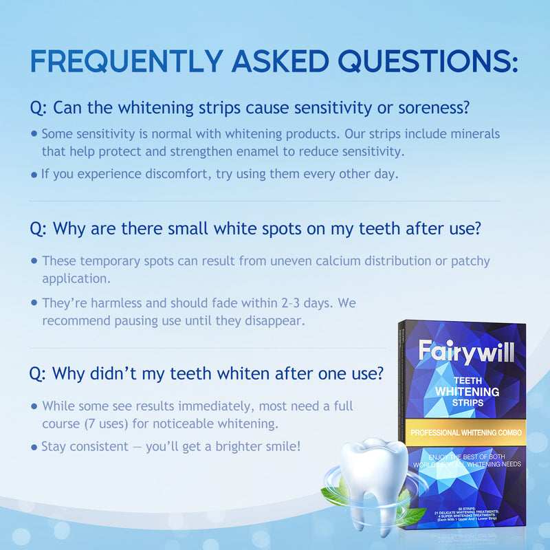 Fairywill Teeth Whitening Strip Kits,21 Sensitive and 4 Super Whitenings, 50pcs Strips Available 25Treatments,Effective Removes Stains, Non-Slip Whiter Gentle and Safe