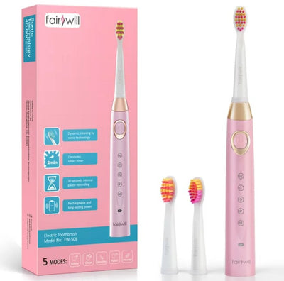 Sonic Electric Toothbrush Rechargeable, 5 Modes with Smart Timer, 30 Days Battery Life for Adults Cleaning, Pink