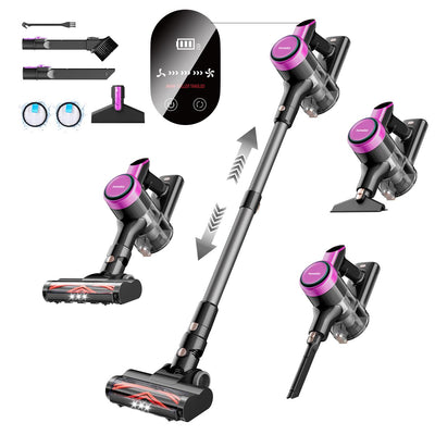 Homeika Cordless Vacuum Cleaner, 300W 23KPa Powerful Suction Vacuum with LED Display, 3 Suction, 48mins Runtime, Lightweight Stick Cleaner with Sofa Brush for Hard Floor/Carpet/Pet Hair/Car, Black