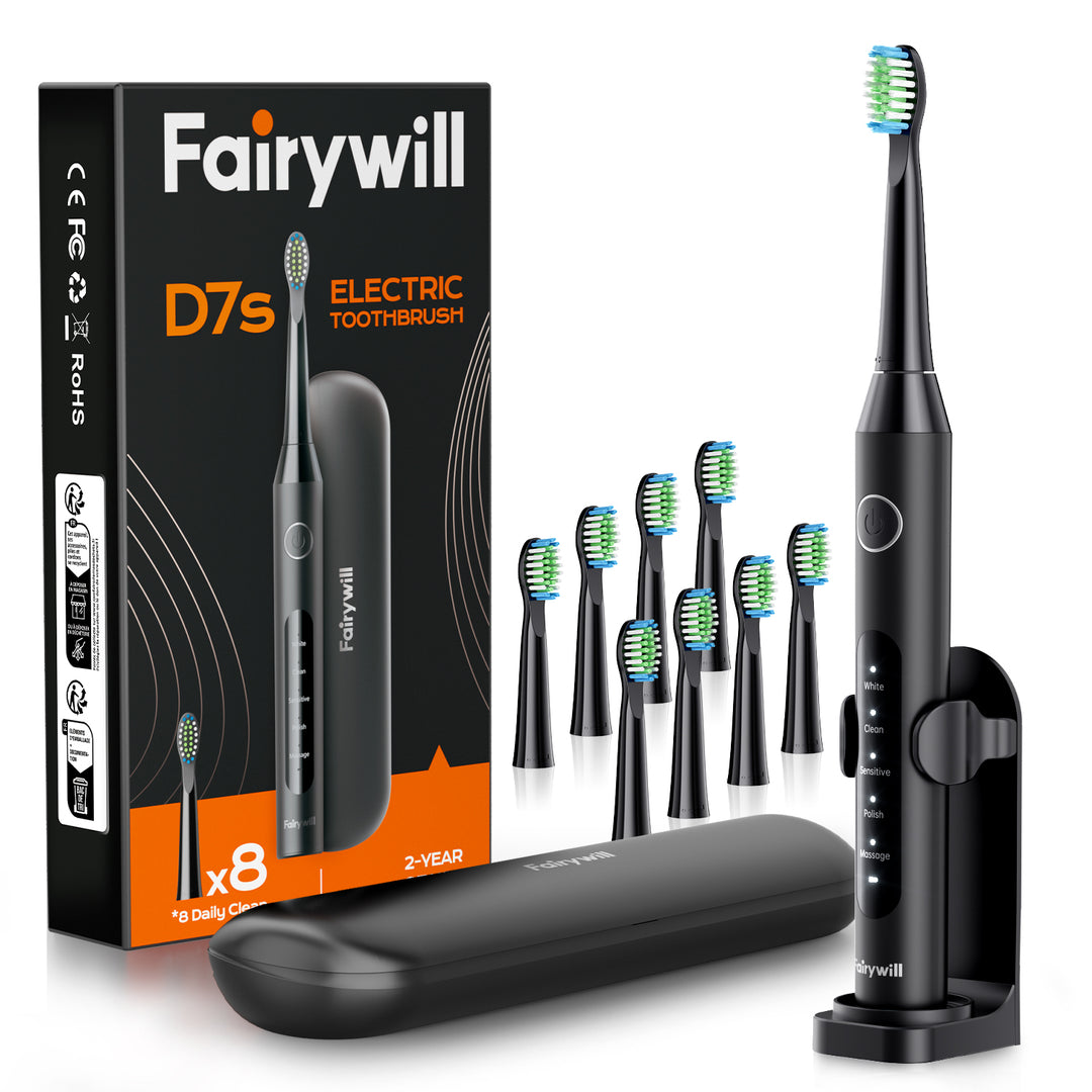Fairywill D7s Electric Toothbrush,Sonic Toothbrush for Adults,8pcs Dup