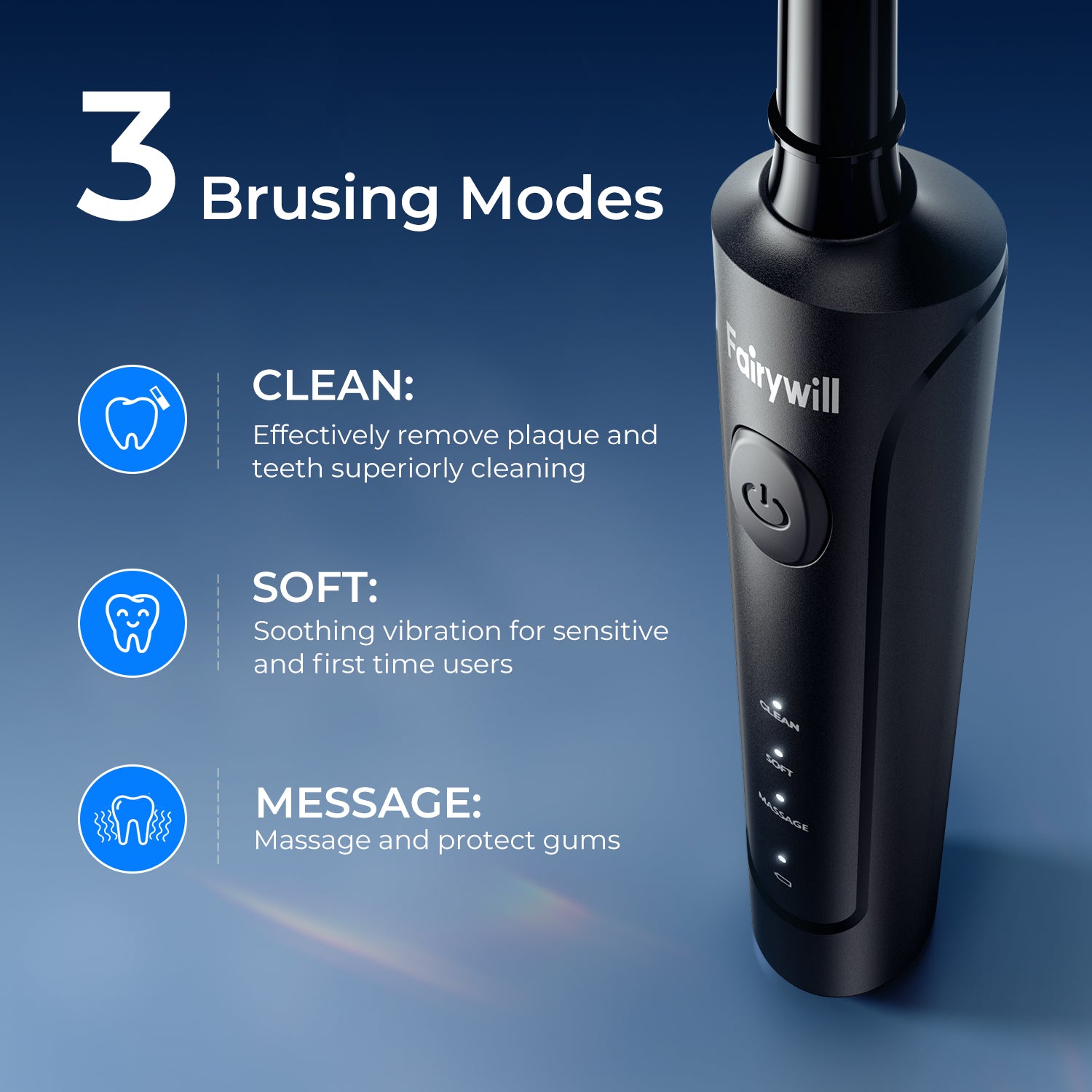 Fairywill Rotating Electric Toothbrush for Adults, Rechargeable Spin U