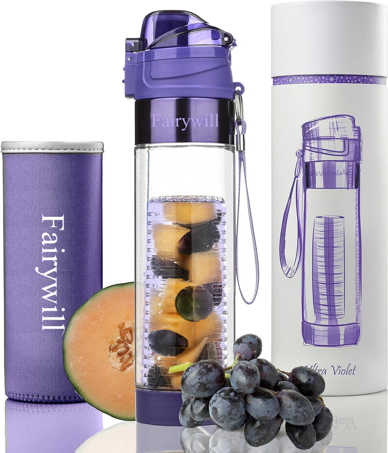 Fairywill Fruit Infuser Water Bottle, 24 oz