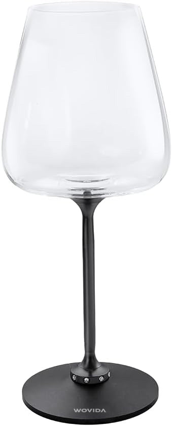 Wovida Spinning Wine Decanter Glass with Crystals, Red Wine Glass for Red or White, Daily Use, Christmas, Wedding, Anniversary, Birthday, for Family, Friend