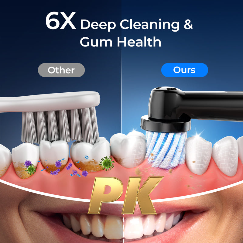 Fairywill Rotating Electric Toothbrush for Adults, Rechargeable Spin Ultrasonic Toothbrush with Plug-in Charging,4 Brush Heads, Black