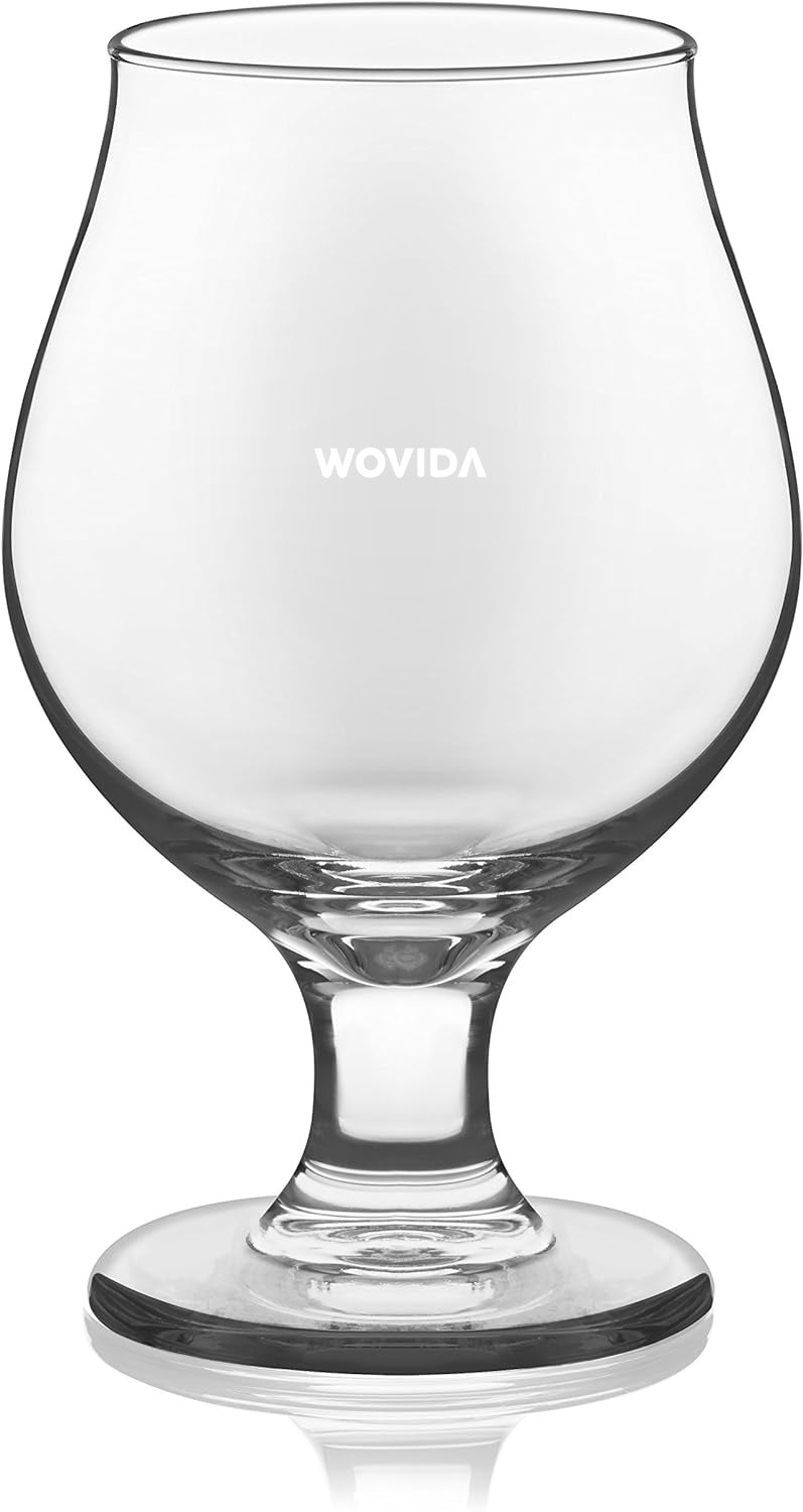 Wovida Classic Belgian Beer Glasses, Dishwasher Safe Beer Glasses Set of 4 for Belgian Ale, Tulip Beer Glasses