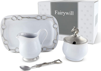 Fairywill Coffee Services in the Nature of Tableware, Lidded Bowl, Decorative Handle Sugar Spoon and Tray for Coffee and Tray