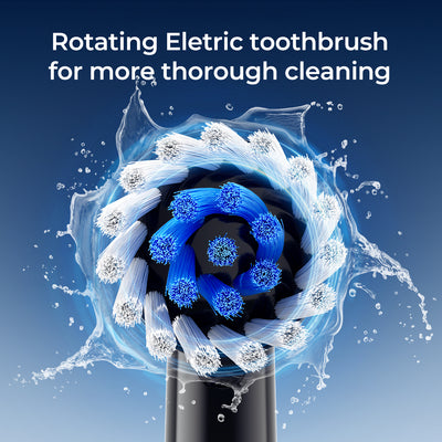 Fairywill Rotating Electric Toothbrush for Adults, Rechargeable Spin Ultrasonic Toothbrush with Plug-in Charging,4 Brush Heads, Black