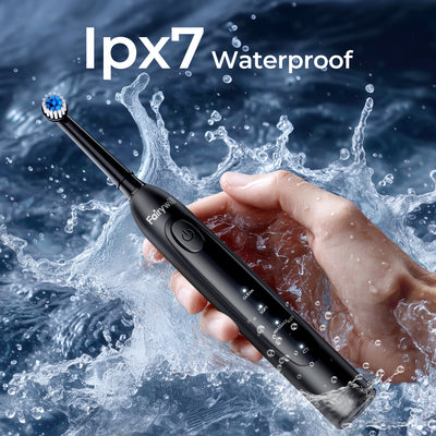 Fairywill Rotating Electric Toothbrush for Adults, Rechargeable Spin Ultrasonic Toothbrush with Plug-in Charging,4 Brush Heads, Black