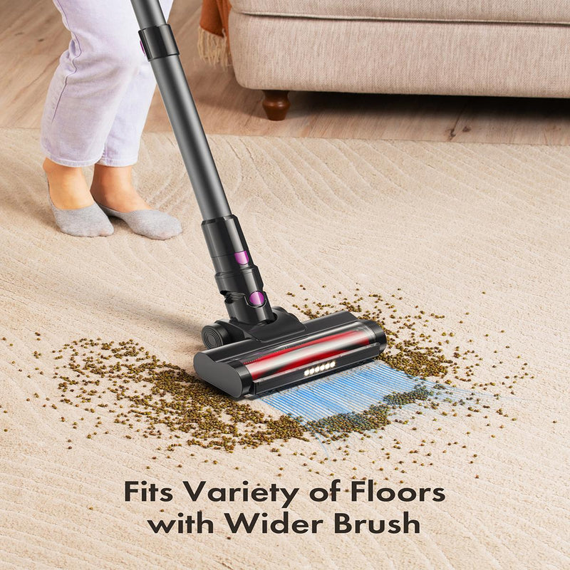Homeika Cordless Vacuum Cleaner, 300W 23KPa Powerful Suction Vacuum with LED Display, 3 Suction, 48mins Runtime, Lightweight Stick Cleaner with Sofa Brush for Hard Floor/Carpet/Pet Hair/Car, Black