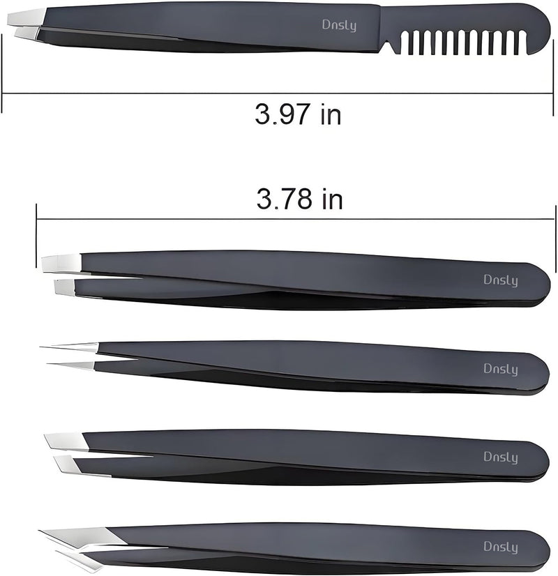 Dnsly Hair-removing Tweezers, Professional Stainless Tweezers Set for Hair Removal, Eyebrow Plucker Tweezers for Women, Men
