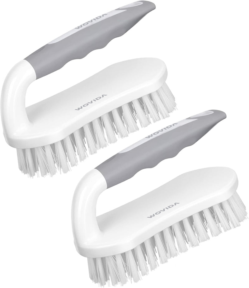 Wovida Scrub Brush, Heavy-Duty Scrub Brushes for Cleaning with Stiff Bristles Cleaning Brush for Shower, Bathroom, Carpet, Kitchen and Bathtub Scrubber - 2 Pack