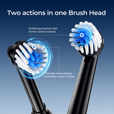 Fairywill Rotating Electric Toothbrush for Adults, Rechargeable Spin Ultrasonic Toothbrush with Plug-in Charging,4 Brush Heads, Black