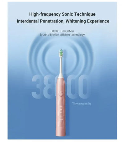 Fairywill Ultrasonic Electric Toothbrushes, Rechargeable Toothbrush for Adults and Kids, Travel Toothbrush with 5 Modes, 4H Charge for 30 Days Use, 5 Heads and 2 Minutes Build in Smart Timer, Pink