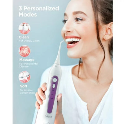 Fairywill Cordless Water Flosser with 8 Jet Tips, Portable Oral Irrigator Teeth Cleaner, 300ML Rechargeable Electric Oral Hygiene Flossing, 5020E, Purple