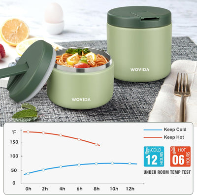 Wovida 19oz Soup Thermo for Hot Food Insulated Vacuum Food Jar with Buckle Lid, Stainless Steel Wide Mouth Leak Proof Lunch Container for School Travel