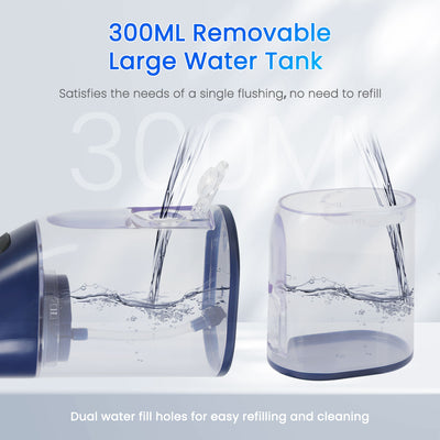 Fairywill Cordless Water Flosser, Dental Oral Irrigator 300ML Electric Teeth Cleaner, 4 Modes, 50 Days Use, IPX7 Waterproof, 6 Tips Rechargeable Water Dental Picks for Teeth Cleaning, Blue