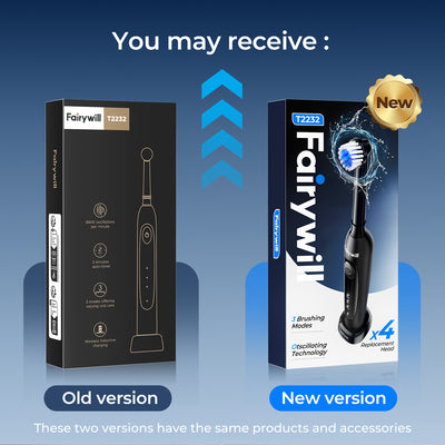 Fairywill Rotating Electric Toothbrush for Adults, Rechargeable Spin Ultrasonic Toothbrush with Plug-in Charging,4 Brush Heads, Black