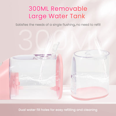 Fairywill Cordless Water Flosser, Dental Oral Irrigator 300ML Electric Teeth Cleaner, 4 Modes, 50 Days Use, IPX7 Waterproof, 6 Tips Rechargeable Water Dental Picks for Teeth Cleaning, Pink