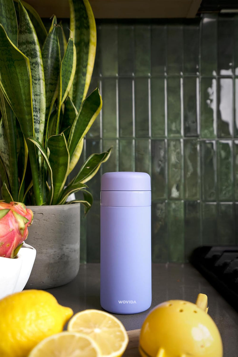 Wovida Insulated Water Bottle, 16oz Lavender, Vacuum Insulated Stainless Steel with Ceramic Coating, Leak Proof, Dishwasher Safe