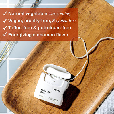 Wovida Mint Woven Dental Floss, Made from Natural Vegetable Wax, Teflon-Free, 30 Yards of Waxed Floss (Pack of 1)