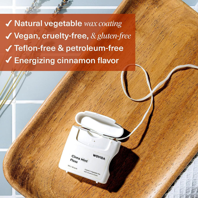 Wovida Mint Woven Dental Floss, Made from Natural Vegetable Wax, Teflon-Free, 30 Yards of Waxed Floss (Pack of 1)