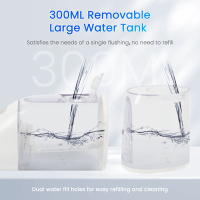 Fairywill Cordless Water Flosser, Dental Oral Irrigator 300ML Electric Teeth Cleaner, 4 Modes, 50 Days Use, IPX7 Waterproof, 6 Tips Rechargeable Water Dental Picks for Teeth Cleaning, White