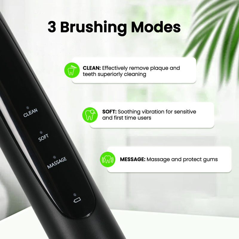 Fairywill Rotating Electric Toothbrush for Adults, Rechargeable Spin Ultrasonic Toothbrush with TYPE-A Charging,4 Brush Heads, Black
