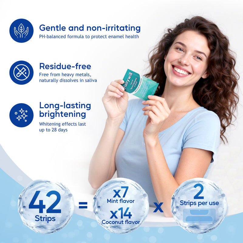 Fairywill Teeth Whitening Strip Kits,28 Strips for Cocounut Delicate and 14 Menthol Express Whitenings, 42pcs Strips Available 21Treatments,Effective Removes Stains, Non-Slip Whiter Gentle and Safe
