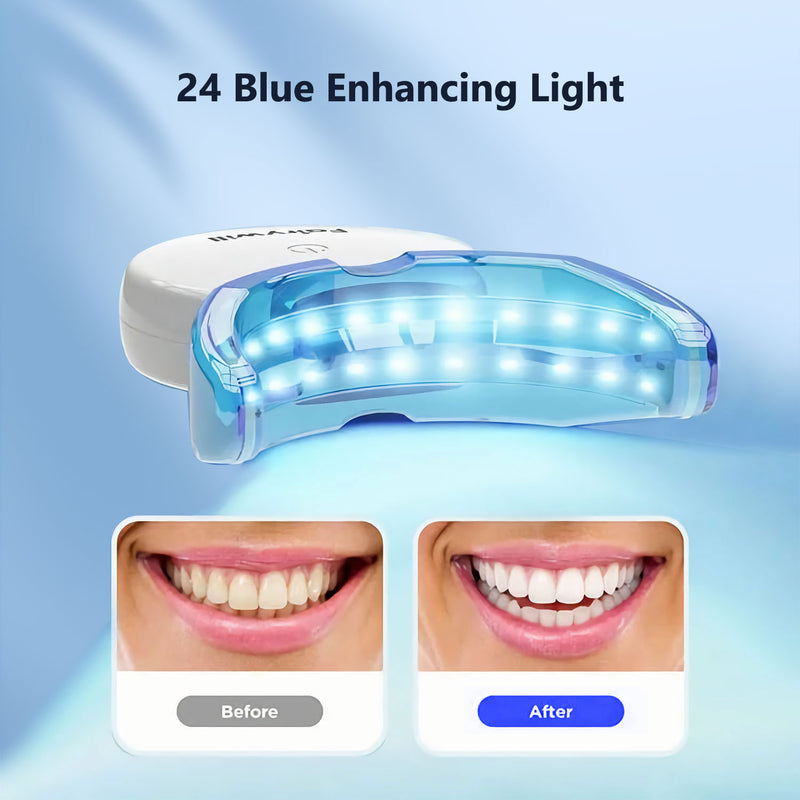 Fairywill Teeth Whitening Kit,24 Blue LED Light with 6*3ml 22% Carbamide Peroxide Teeth Whiten Gel, Built-in timer Gentle and Non-irritating Whiter, Suitable for Beginners or Sensitive Teeth
