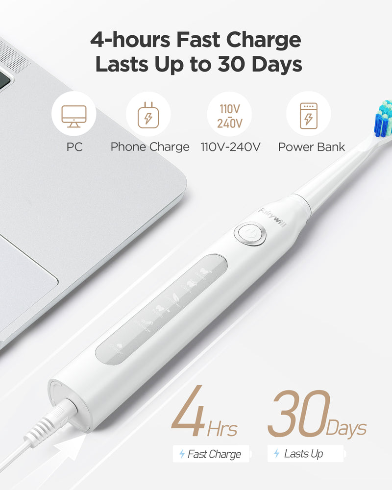 Fairywill Cordless Water Flosser with 8 Jet Tips, Portable Oral Irrigator Teeth Cleaner, 300ML Rechargeable Electric Oral Hygiene Flossing for Travel & Home,3 Modes,White