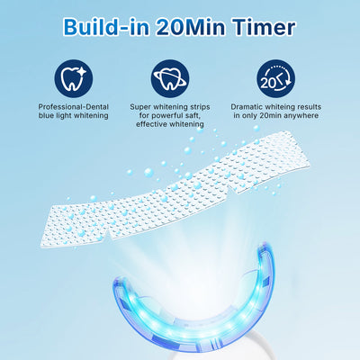 Fairywill Teeth Whitening Strip Kits, 16Min Rapid White Rechargeable Teeth Whitener Case,24pcs LED Blue Light and 28 White Strips for Sensitive Teeth