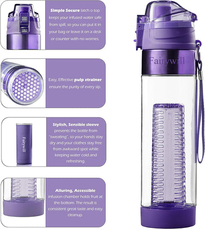 Fairywill Fruit Infuser Water Bottle, 24 oz