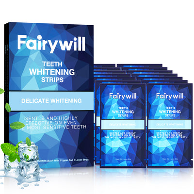 Fairywill Teeth Whitening Strip Kits, 28 Strips for Sensitive Teeth Available 14Treatments,Effective Removes Stains, Non-Slip Whiter Gentle and Safe