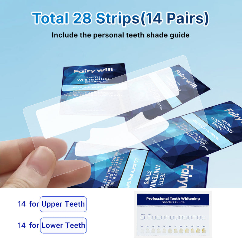 Fairywill Teeth Whitening Strip Kits, 16Min Rapid White Rechargeable Teeth Whitener Case,24pcs LED Blue Light and 28 White Strips for Sensitive Teeth