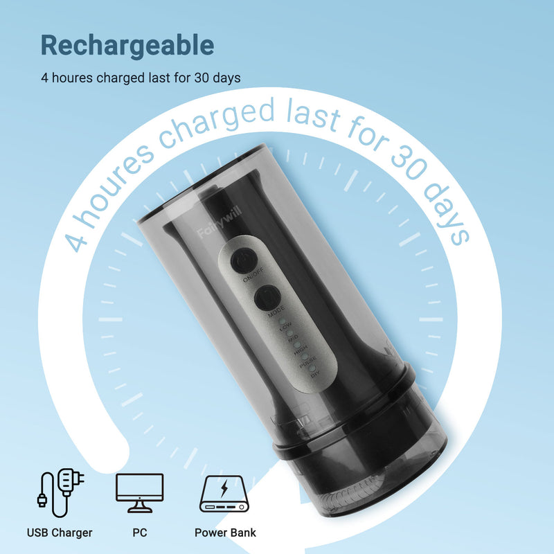 Fairywill Water Dental Flosser Cordless for Teeth: Portable Oral Irrigator Rechargeable Collapsible Travel Teeth Cleaner, 5 Modes with DIY, 6 Jet Tips, IPX7 Waterproof for Teeth Cleaning