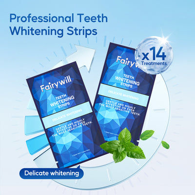Fairywill Teeth Whitening Strip Kits, 28 Strips for Sensitive Teeth Available 14Treatments,Effective Removes Stains, Non-Slip Whiter Gentle and Safe