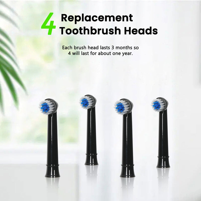 Fairywill Rotating Electric Toothbrush for Adults, Rechargeable Spin Ultrasonic Toothbrush with TYPE-A Charging,4 Brush Heads, Black