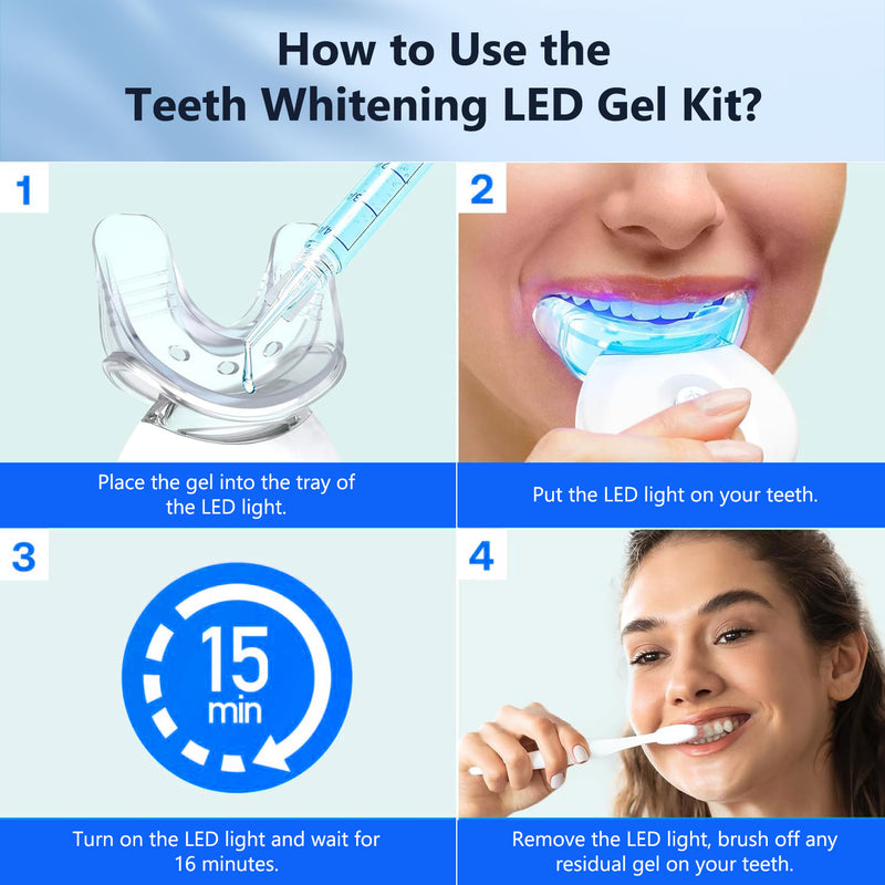 Fairywill Teeth Whitening Kit,24 Blue LED Light with 6*3ml 22% Carbamide Peroxide Teeth Whiten Gel, Built-in timer Gentle and Non-irritating Whiter, Suitable for Beginners or Sensitive Teeth