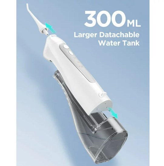 Fairywill Cordless Water Flosser with 8 Jet Tips, Portable Oral Irrigator Teeth Cleaner, 300ML Rechargeable Electric Oral Hygiene Flossing, 5020E, Gray