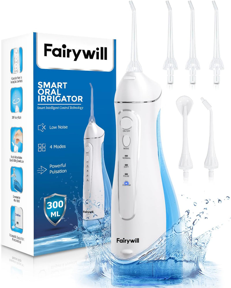 Fairywill Water Dental Flosser for Teeth, Portable and Rechargeable