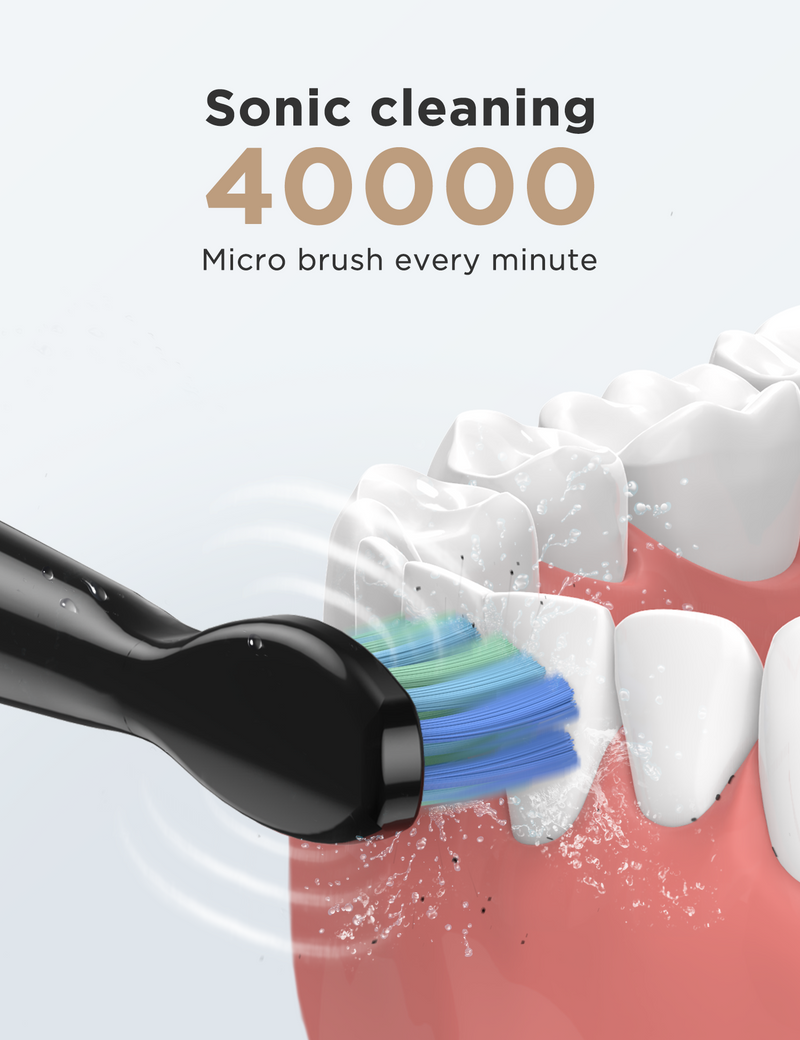 Electric Toothbrush Set Powerful Cleaning 5 Modes with 10 Brush Heads 2 Travel Cases - Fairywill