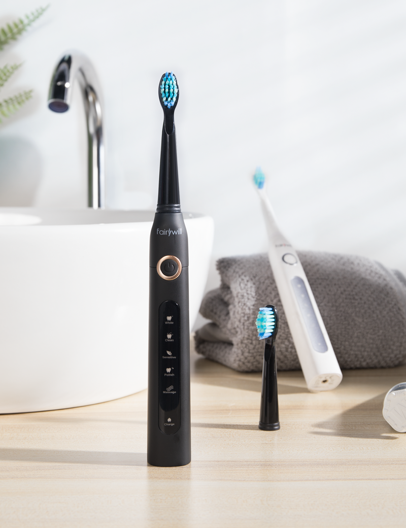 Electric Toothbrush Set Powerful Cleaning 5 Modes with 10 Brush Heads 2 Travel Cases - Fairywill