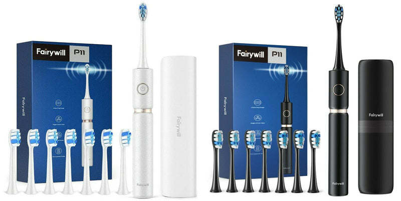 P11 pus Ultrasonic Electric Toothbrush with 8 Brush Heads Travel Case
