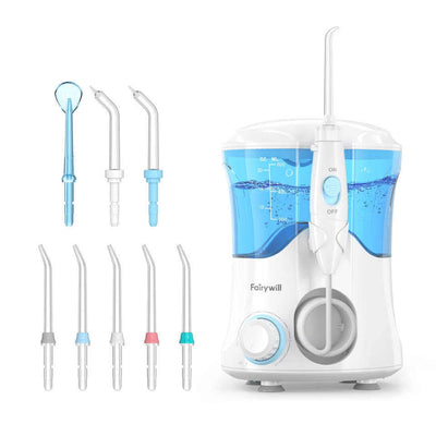 Water Flosser for Teeth Dental Oral Irrigator with 8 Jet Tips 10 Adjustable Modes 600ML Water Tank for Teeth Cleaner - Fairywill
