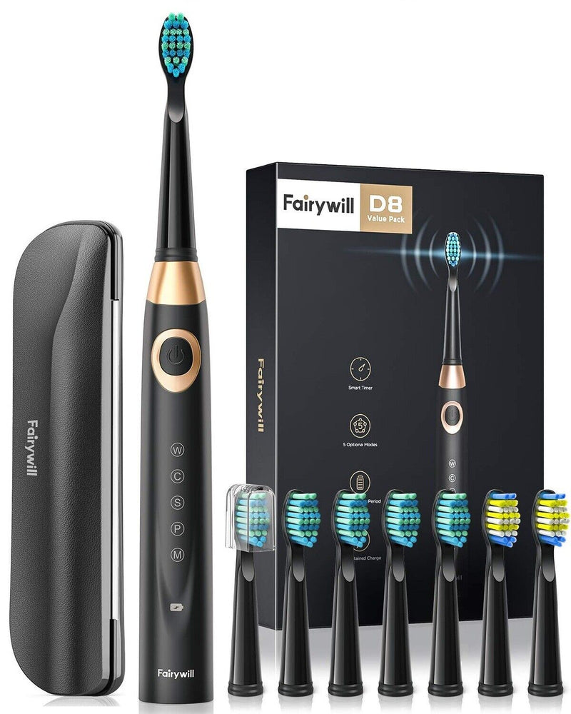 508 Ultrasonic Electric Toothbrush with 8 Brush Heads & Travel Case