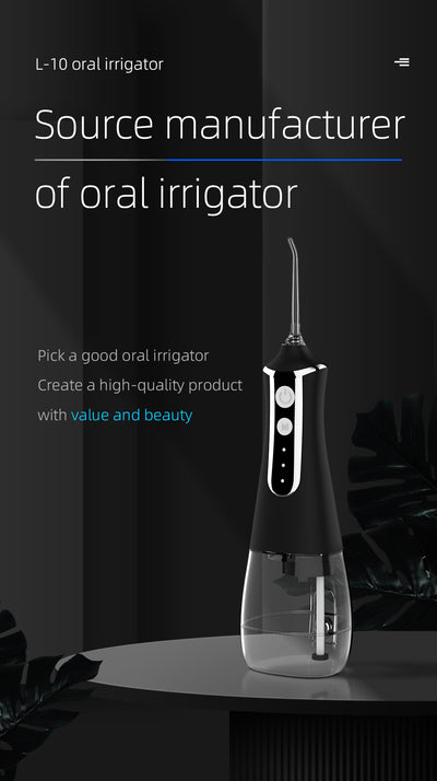 Fairywill Cordless Water Flosser, Portable Oral Irrigator Teeth Cleaner with 5 Modes, 300ML Rechargeable Electric Oral Hygiene Flossing for Travel & Home, Black