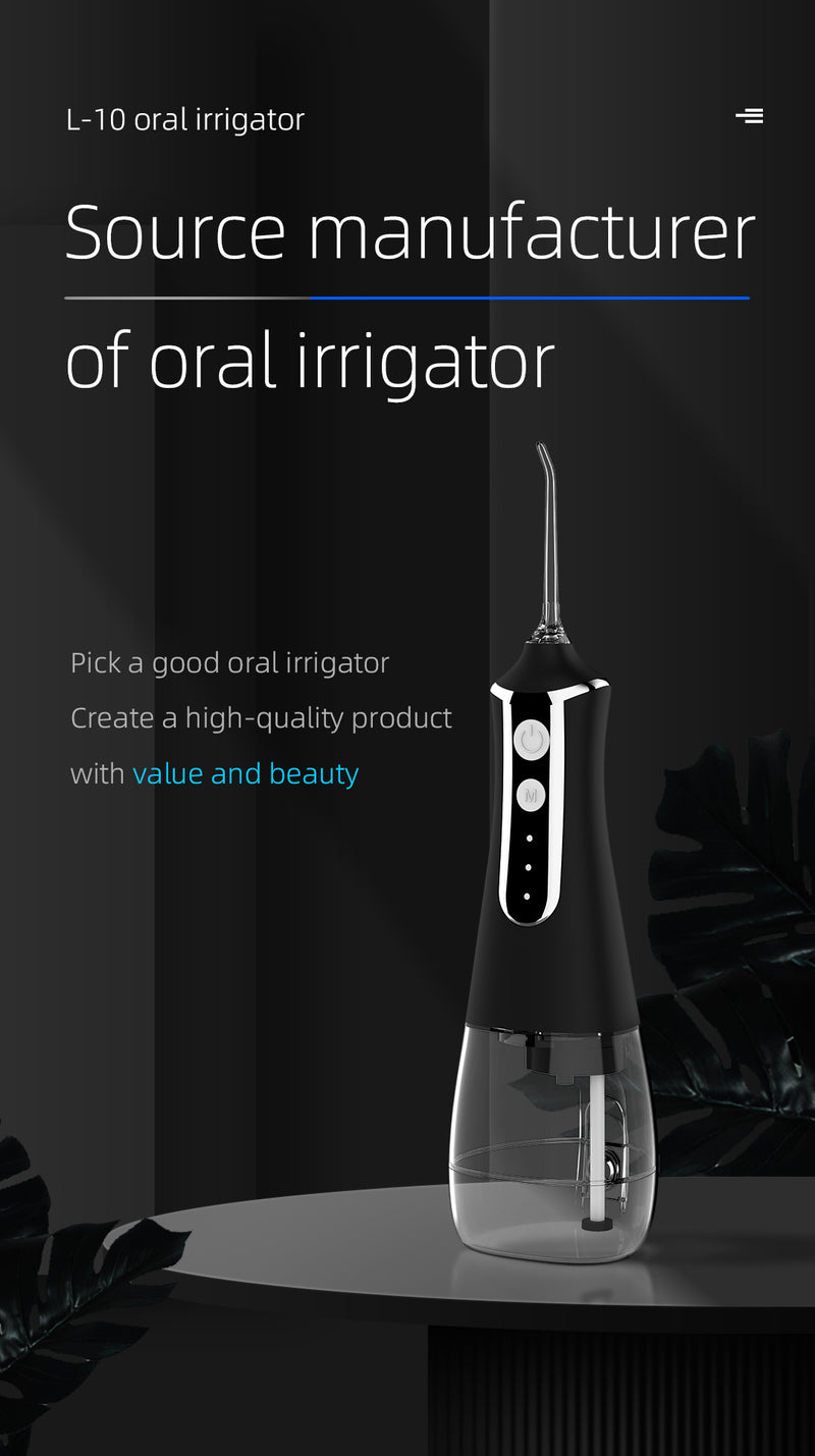 Fairywill Cordless Water Flosser, Portable Oral Irrigator Teeth Cleaner with 5 Modes, 300ML Rechargeable Electric Oral Hygiene Flossing for Travel & Home, Black