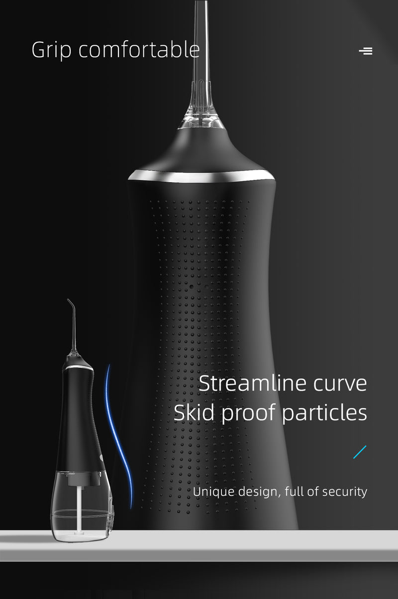 Fairywill Cordless Water Flosser, Portable Oral Irrigator Teeth Cleaner with 5 Modes, 300ML Rechargeable Electric Oral Hygiene Flossing for Travel & Home, Black