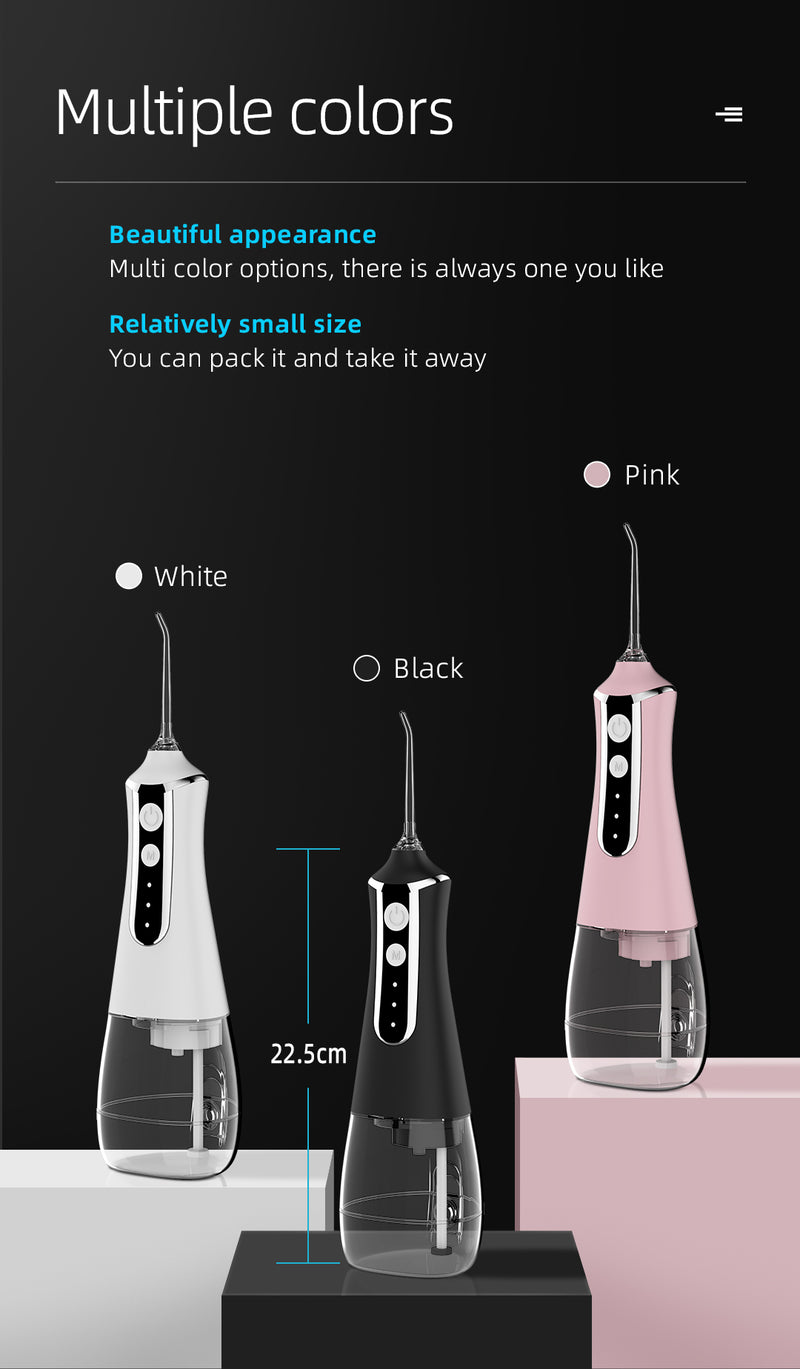 Fairywill Cordless Water Flosser, Portable Oral Irrigator Teeth Cleaner with 5 Modes, 300ML Rechargeable Electric Oral Hygiene Flossing for Travel & Home, Black